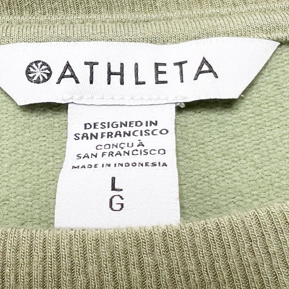 Athleta Coaster Luxe Sweatshirt Sage Green Relaxed Thumbhole Pullover Size L - Picture 6 of 8